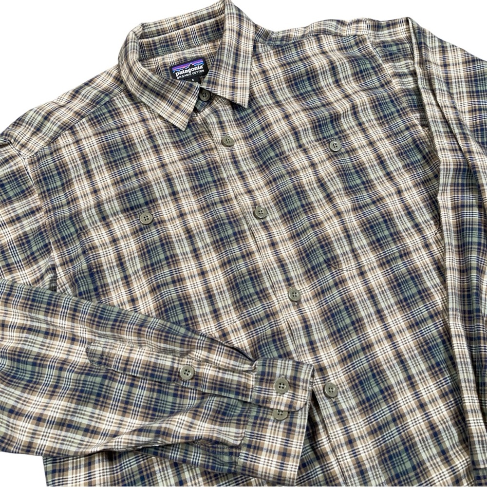 Patagonia Organic Cotton Plaid Flannel Shirt Mens Small Outdoor
